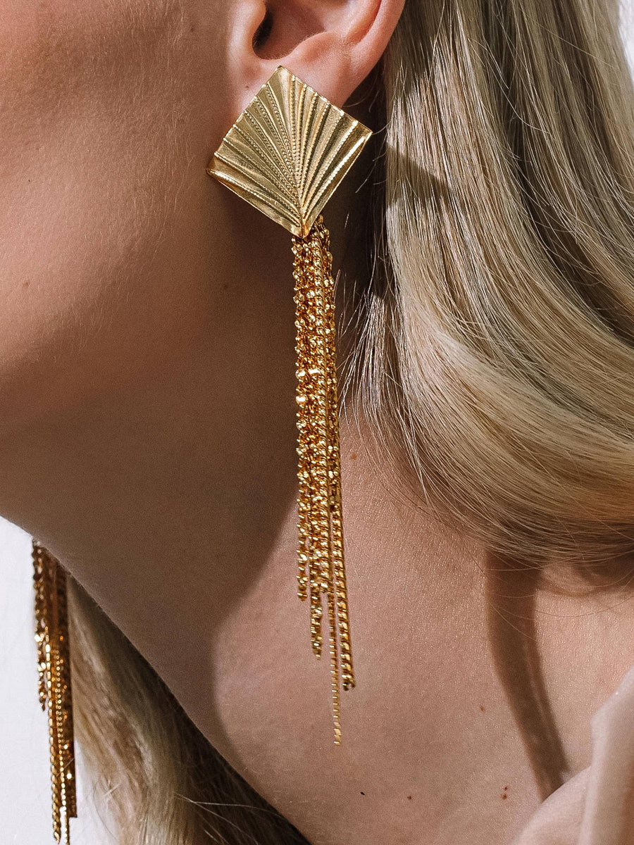 Gold Tassel Drop Earrings