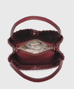 Woven Handbag- Burgundy