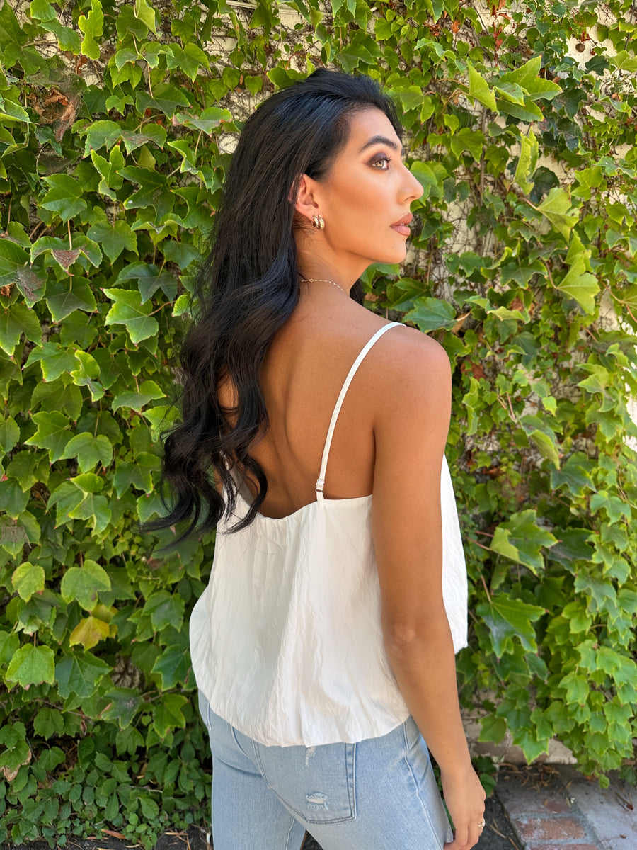 Billowy Bubble Hem Cami- White