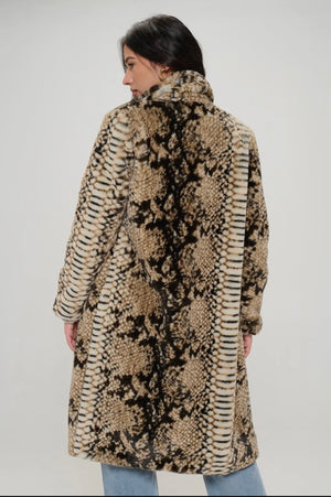 Snake Faux Fur Coat