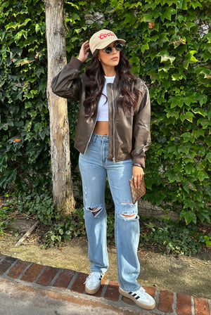Sarahi Oversized Bomber- Chocolate Brown
