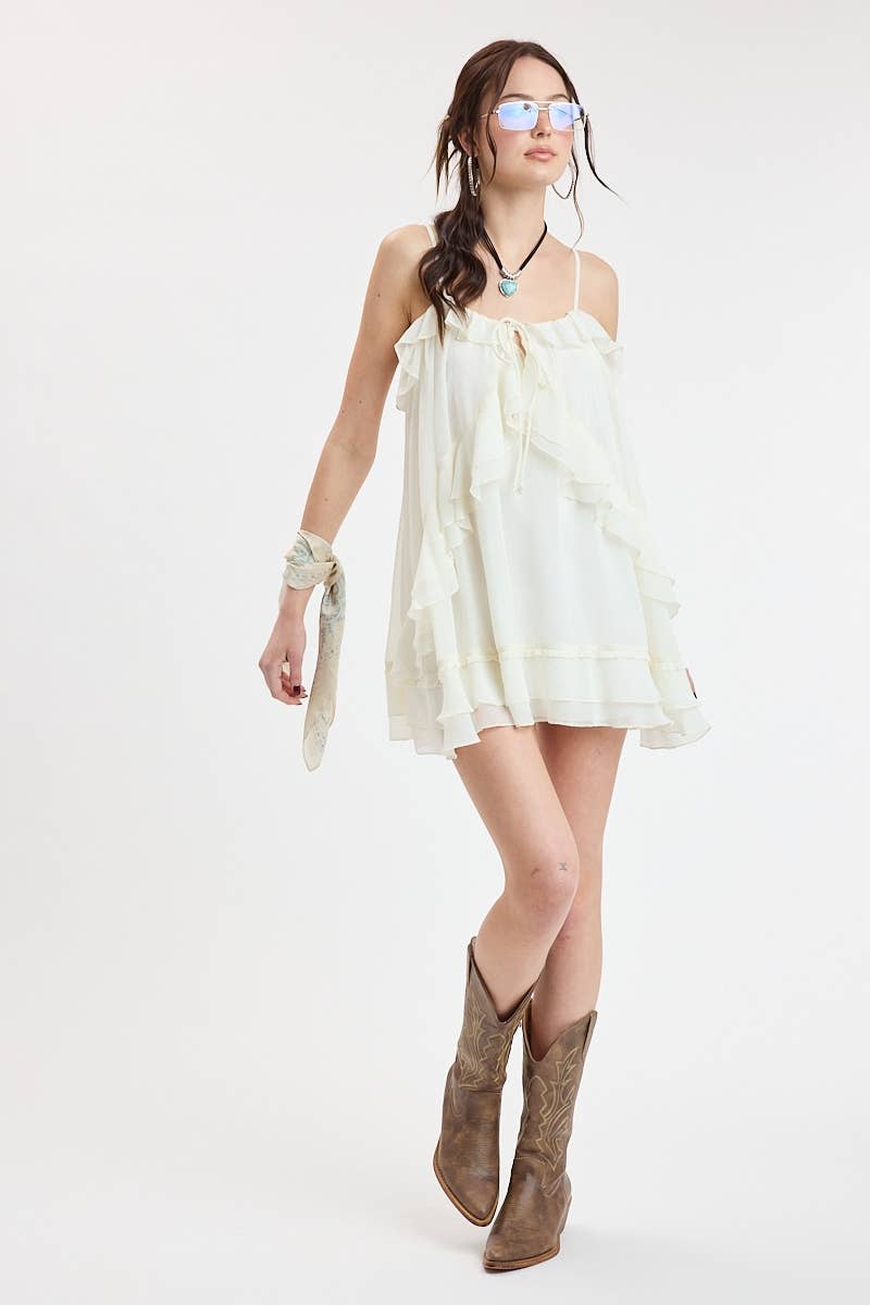Chiffon Ruffle Mini- Ivory