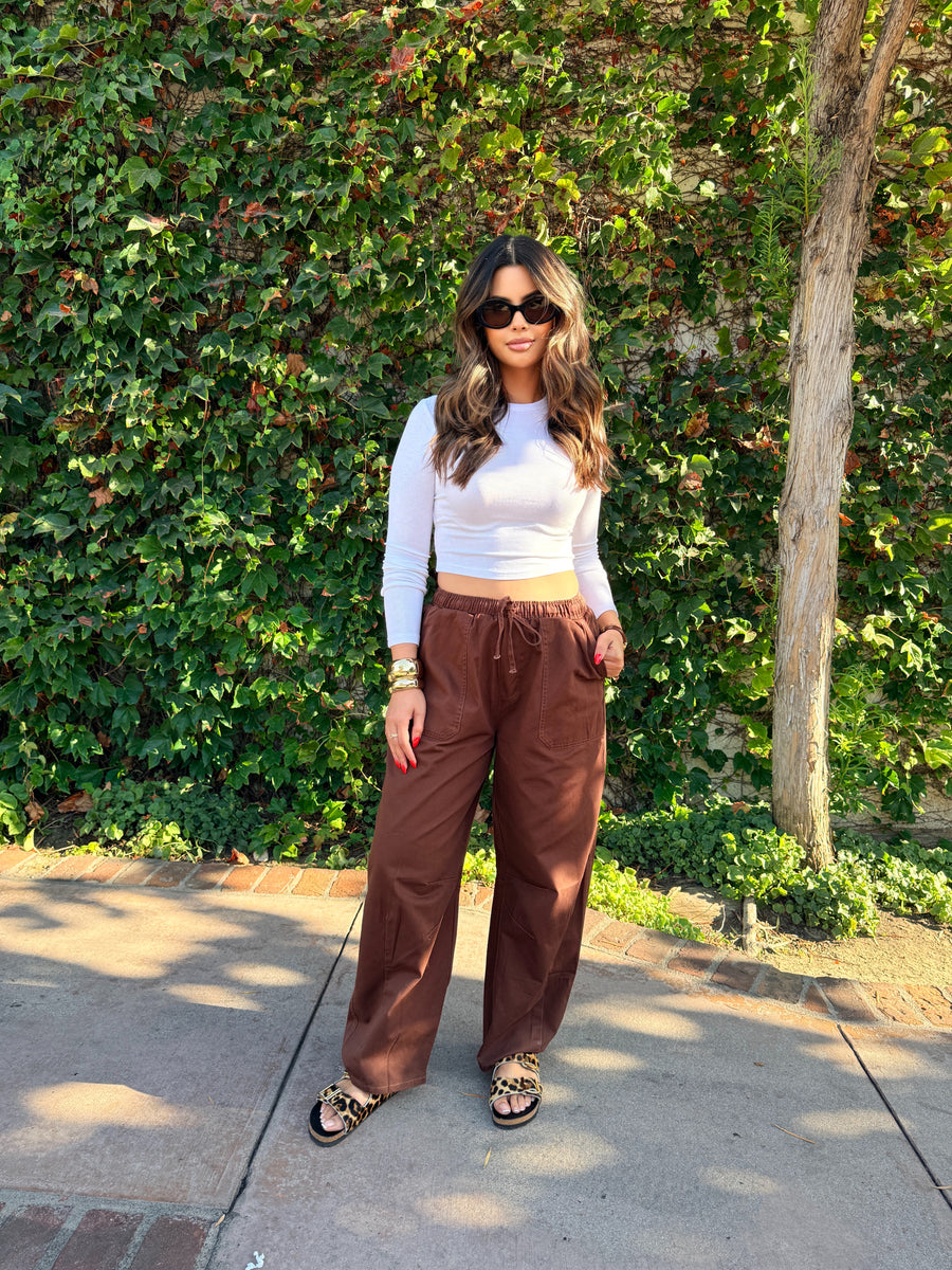Set Up Long Sleeve Crop- White