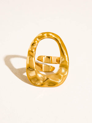 Oval 18K Gold Non-Tarnish Statement Ring