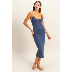 Bodycon Midi Cami Dress- Slate Blue
