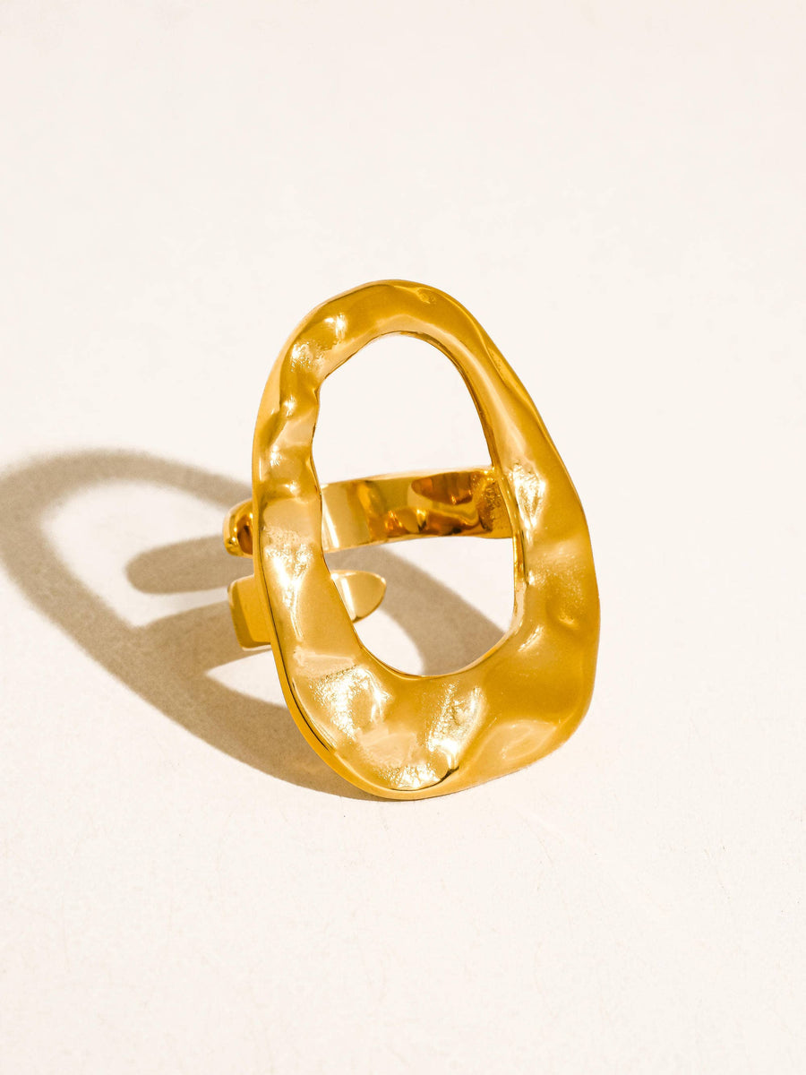 Oval 18K Gold Non-Tarnish Statement Ring