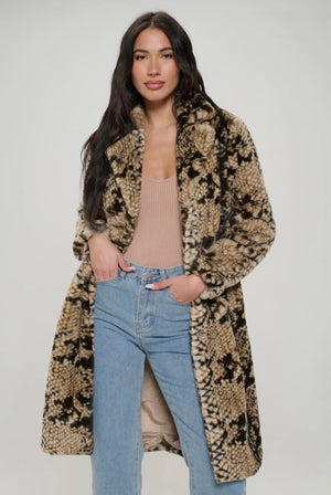 Snake Faux Fur Coat