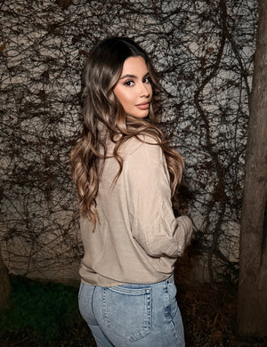 Sheer Intentions Button Down- Taupe