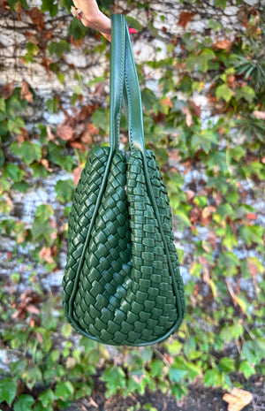 Woven Handbag- Forest Green