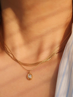 Cornelia 18K Gold Non-Tarnish Gemstone Necklace: Yellow Gold