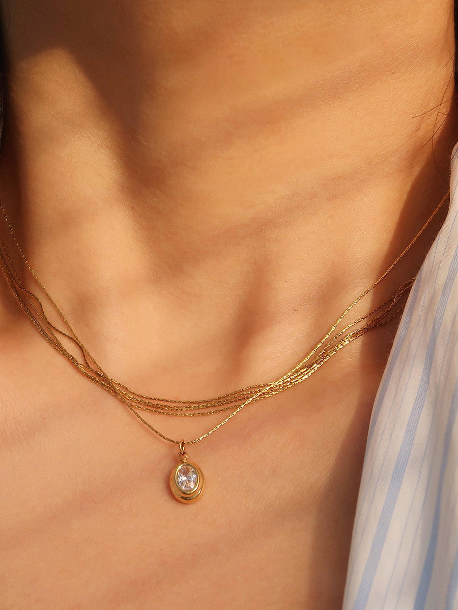 Cornelia 18K Gold Non-Tarnish Gemstone Necklace: Yellow Gold