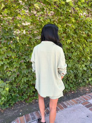 Gauze Short Set- Matcha