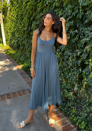 One Fine Day Jumpsuit- Slate Blue