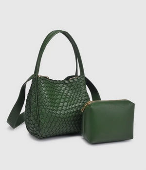 Woven Handbag- Forest Green