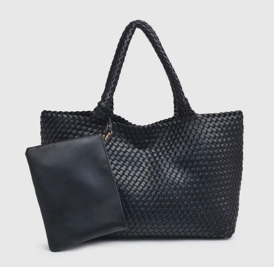 Solana Woven Tote - Black (PRE-ORDER)