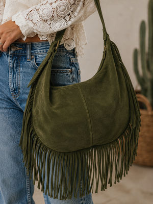 The Sienna Fringe Hobo- Olive