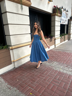 Chambray Fit & Flare Dress