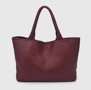 Solana Woven Tote - Burgundy