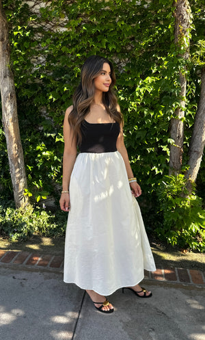Poppy Contrast Midi Dress