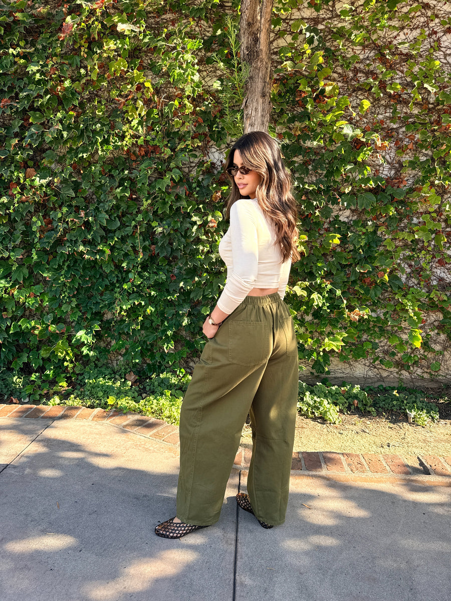 The Ranch Barrel Pant- Olive