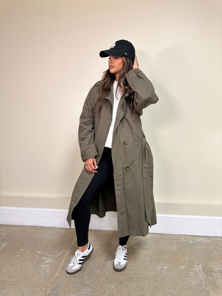 City Lights Trench- Olive