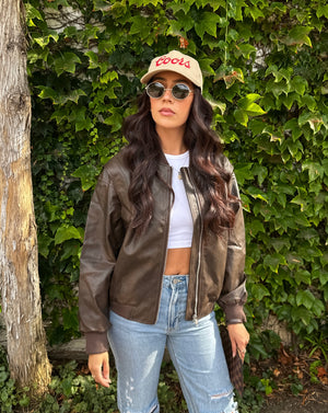 Sarahi Oversized Bomber- Chocolate Brown