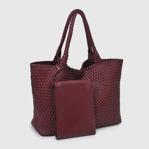 Solana Woven Tote - Burgundy