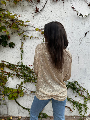 Party On Button Down- Champagne