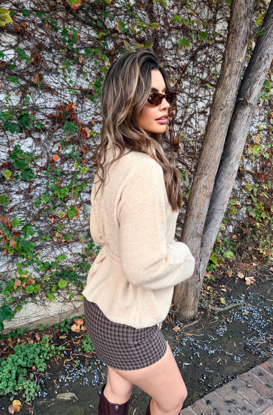 Belted Cardigan- Taupe
