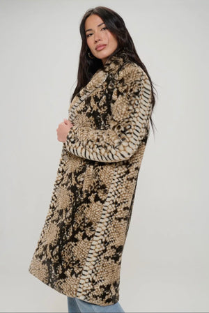 Snake Faux Fur Coat