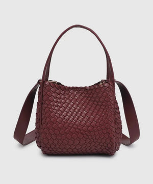 Woven Handbag- Burgundy