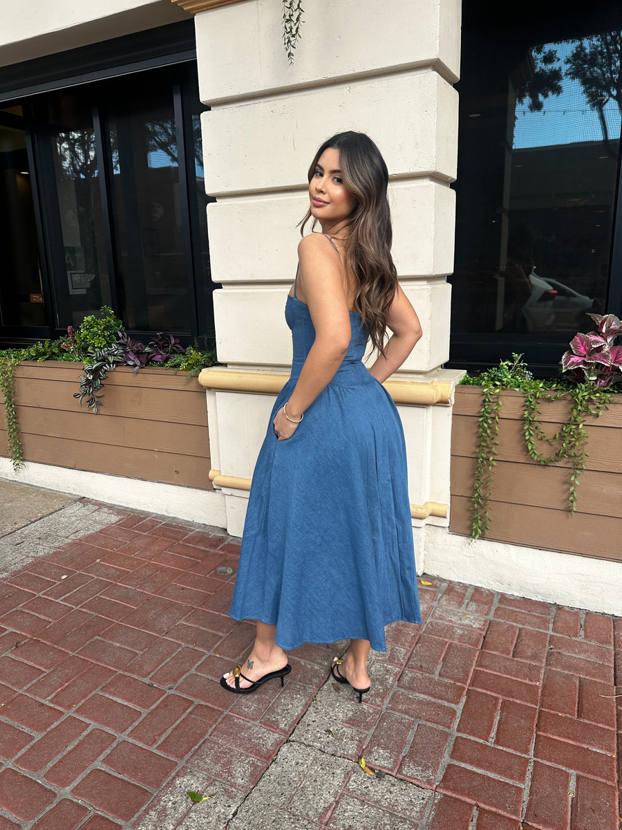 Chambray Fit & Flare Dress