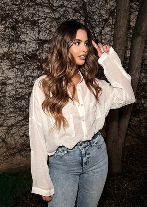 Sheer Intentions Button Down- White