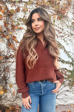 The Briar Collared Knit- Coffee