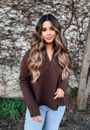Malibu Vintage Henley- Espresso