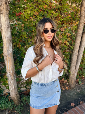 At Best Button Down- White