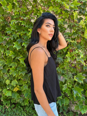 Billowy Bubble Hem Cami- Black