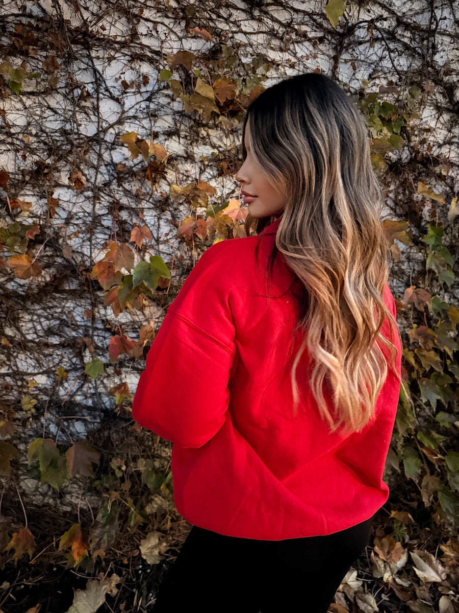 The Rowan Polo Pullover- Red