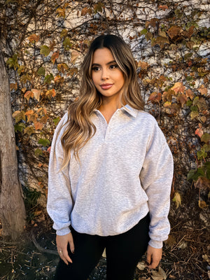 The Rowan Polo Pullover-Grey