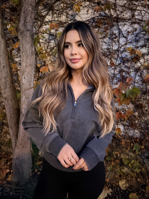 Love This Way Half-Zip Sweatshirt- Black