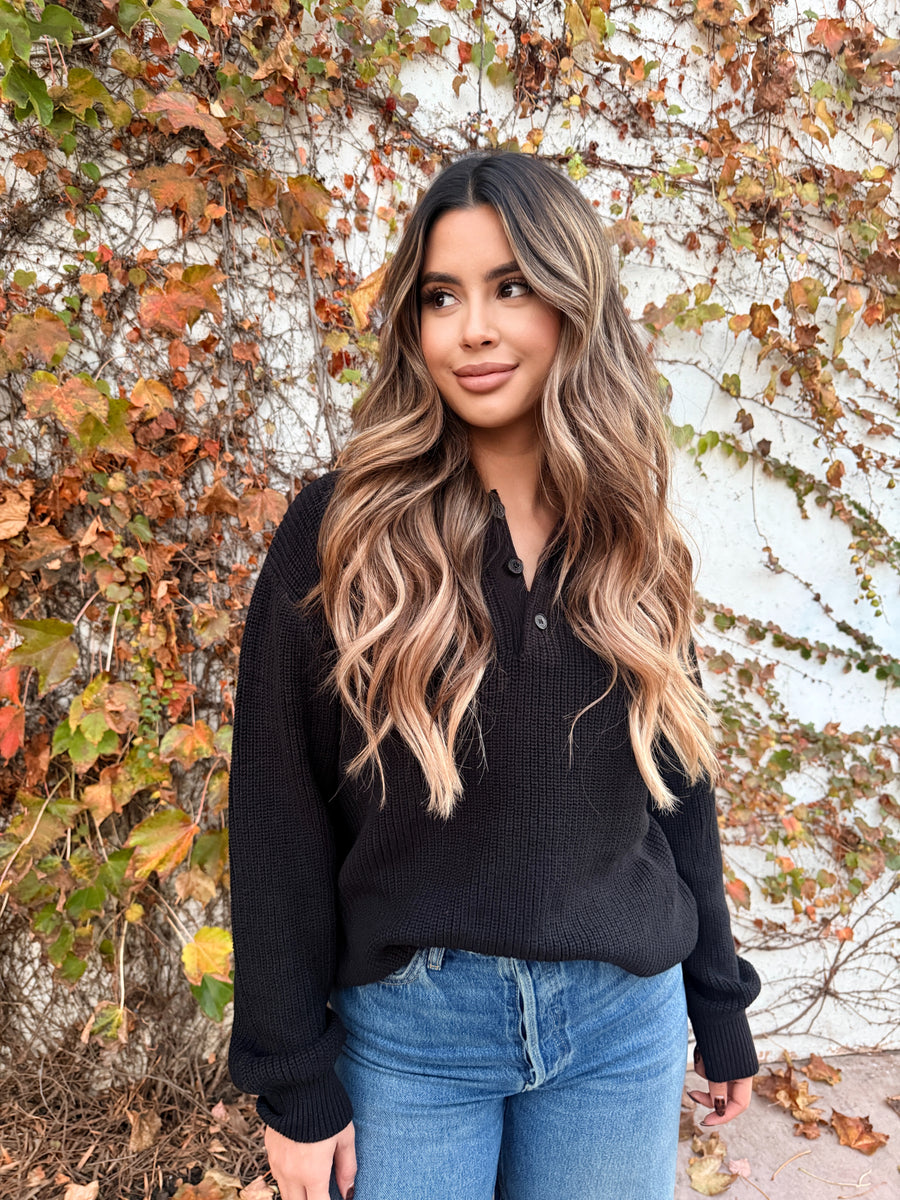 The Briar Collared Knit- Black