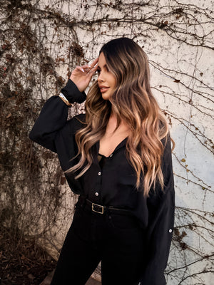 Sheer Intentions Button Down- Black