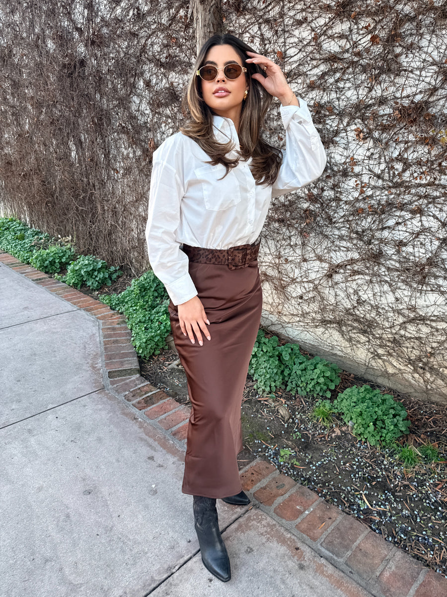 Clean Lines Slip Skirt- Chocolate