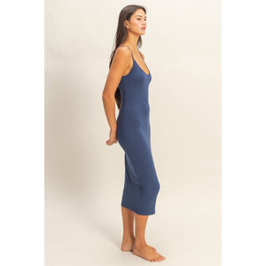 Bodycon Midi Cami Dress- Slate Blue