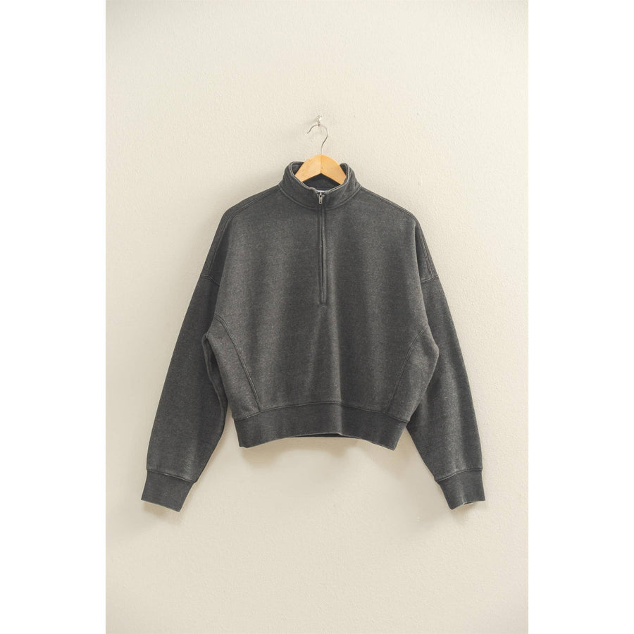 Love This Way Half-Zip Sweatshirt- Black