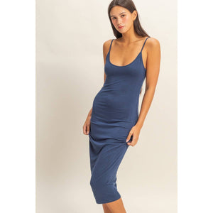 Bodycon Midi Cami Dress- Slate Blue