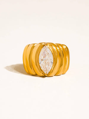 Ambré 18K Gold Non-Tarnish Marquise CZ Statement Ring