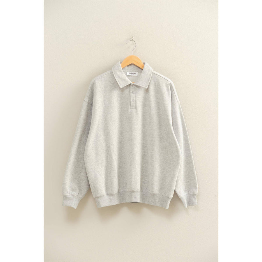 The Rowan Polo Pullover-Grey