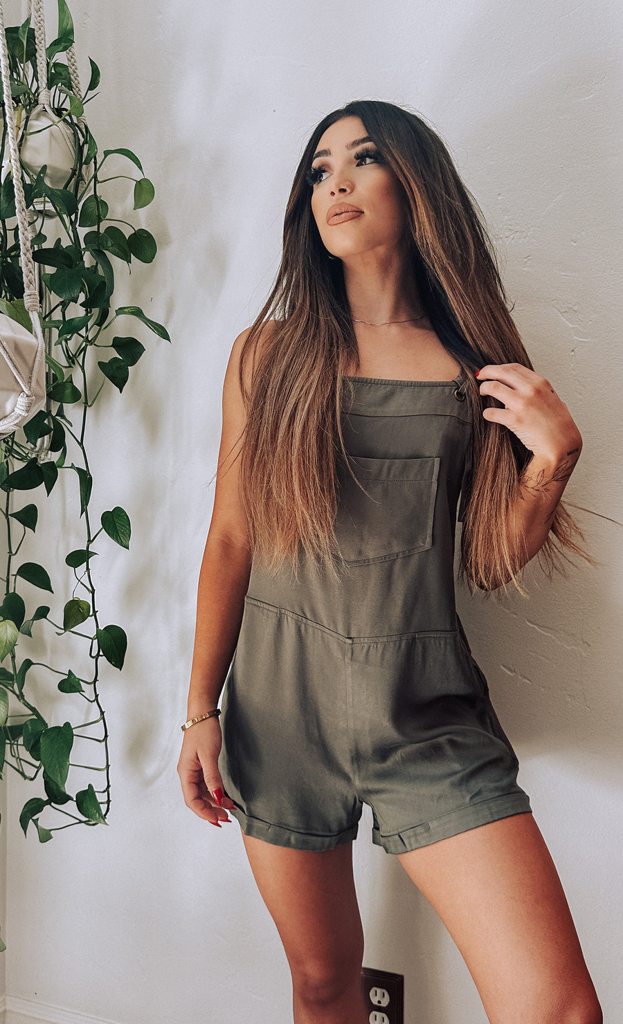 Always Smiling Romper - Dark Olive