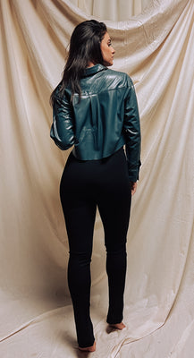 Retro Babe Leather Jacket Midnight Blue HAUTE MESS BOUTIQUE